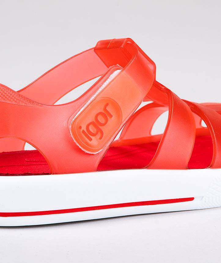 Igor S10171 Girl's Star Sandal - Transparent Rojo