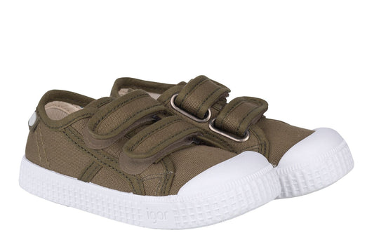 Igor S10199 Boy's & Girl's Berri Velcro Shoes - Kaki